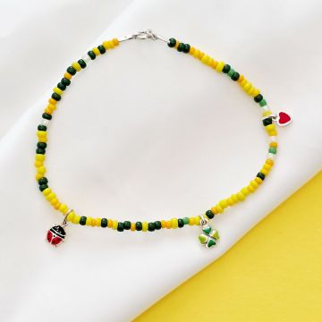 Bratara de picior – 3 Charmuri colorate din Argint 925 - Model cu bilute galbene