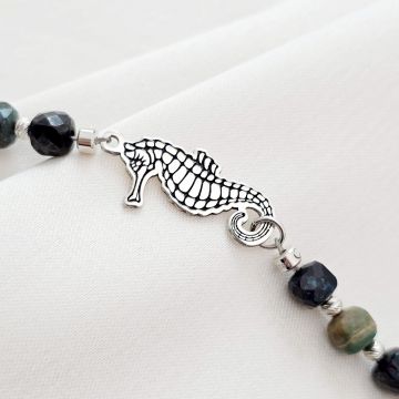 Bratara de picior – Calut de mare – Argint 925 – Model fix cu pietre pretioase si bilute