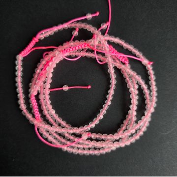 Bratara fatetata cuart roz 3-4 mm | model reglabil