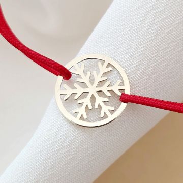 Bratara festiva - Disc cu fulg luminos - Aur Galben 9K - Snur reglabil