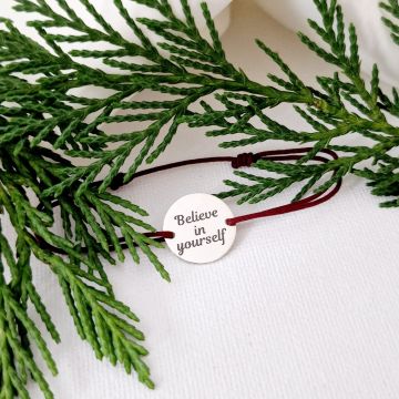 Bratara festiva - Mesaje de Bucurie - Banut gravat - Argint 925 - Snur reglabil