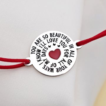 Bratara festiva - So Beautiful - Banut gravat - Argint 925 - Snur reglabil