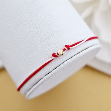 Bratara Martisor - Biluta din Aur 9K - Snur combinat rosu&alb