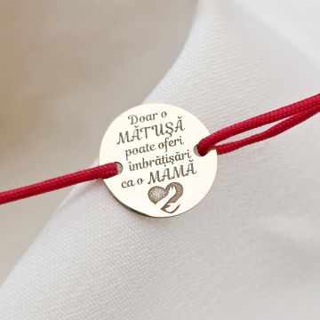 Bratara Matusa - Model personalizat Imbratisari de Matusa - Aur Galben 9K - Snur reglabil