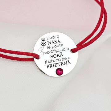 Bratara Nasa - Imbratisare calda - Argint 925 si Cristal Swarovski - Snur reglabil