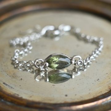 Bratara reglabila argint, moldavit | Model 2