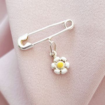 Brosa Ac de siguranta - Charm Floare – Argint 925