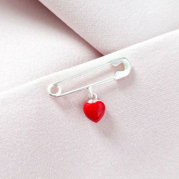 Brosa Ac de siguranta - Charm Inima mareata – Argint 925