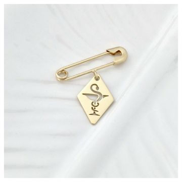 Brosa Ac de siguranta - Pandantiv Farmacie – Argint 925 placat cu Aur Galben 18K