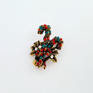 Brosa Bastonas de Craciun cu frunzulite, aramie