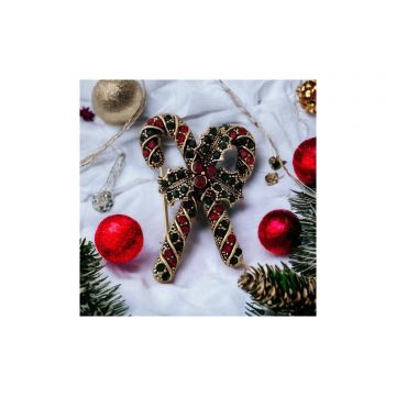 Brosa Bastonase de Craciun, aurie