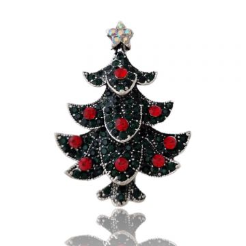 Brosa Bradulet cu globuri rosii Argintiu