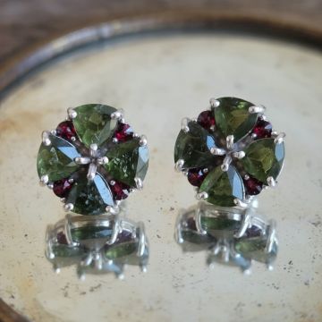 Cercei moldavit si granat din argint | Lucky