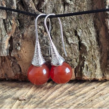 Cercei sfere carneol Drops