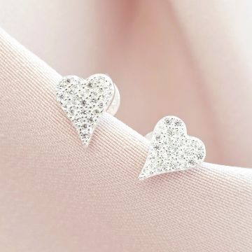 Cercei Sparkle Heart - Argint & Zirconia