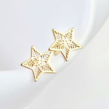 Cercei Stea cu decupaje - Argint 925 placat cu Aur Galben 18K