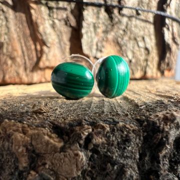 Cercei stud malachit OVAL