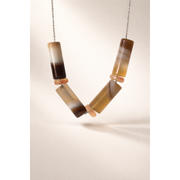 Choker din argint 925 cu agate şi jad | Dune - Default Title