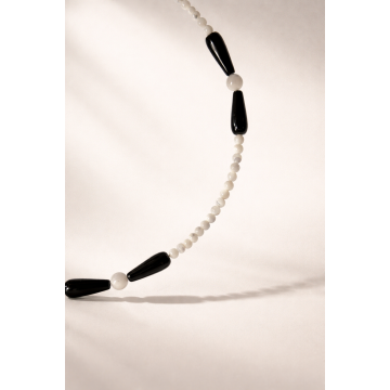 Choker din argint 925 cu sidef si onix | Contraste - Default Title