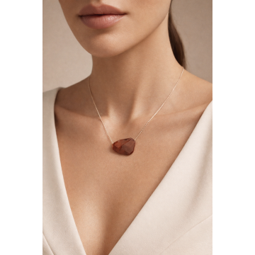 Colier din argint 925 cu agat masiv | Rosso di Portofino - Default Title