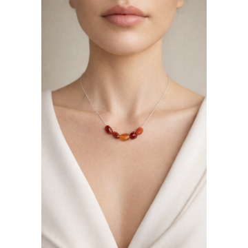 Colier din argint 925 cu carneol |  Ignis Portofini - Default Title