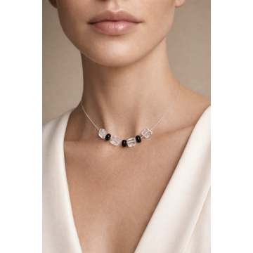 Colier din argint 925 cu cristal si onix | Eclipsis Alba - Default Title
