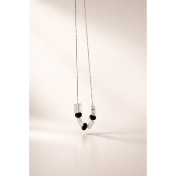Colier din argint 925 cu cristal si onix | Eclipsis Alba - Default Title