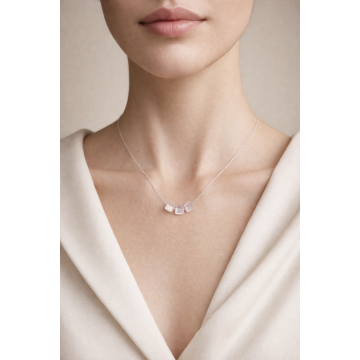 Colier din argint 925 cu cuarț roz nude | Tria Rosa - Default Title