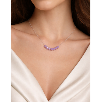 Colier din argint 925 cu jad lila | Lilium - Default Title