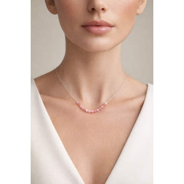 Colier din argint 925 cu jad roz | Rosarum Linea - Default Title