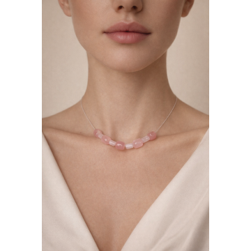 Colier din argint 925 cu jad si cuarț roz | Aurora - Default Title