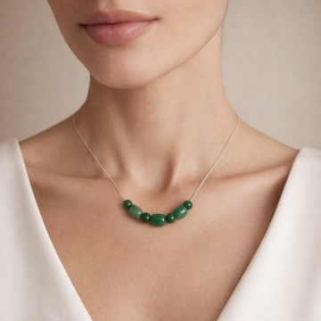 Colier din argint 925 cu jad verde | Viridis Insula - Default Title