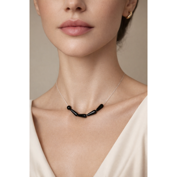 Colier din argint 925 cu onix | Linea Obscura - Default Title