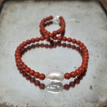 Colier jasp rosu Strength #275