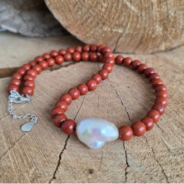 Colier jasp rosu Strength #275