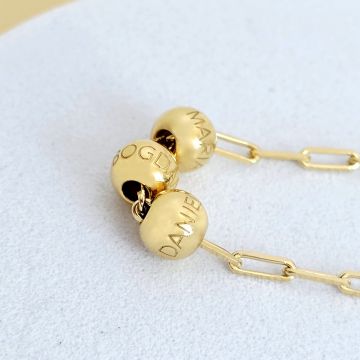 Colier Legaturi Pretioase - 3 bilute personalizate cu nume - Lantisor cu zale dreptunghiulare - Argint placat cu Aur Galben 18K