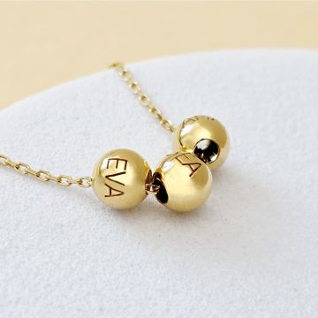 Colier Legaturi Pretioase - 3 bilute personalizate cu nume - Lantisor Forzatina- Argint placat cu Aur Galben 18K