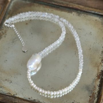 Colier piatra lunii și perle Moonlight #311