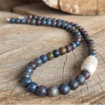 Colier safir și rubin cu perlă baroque Accent #304