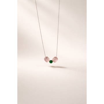 Colier din argint 925 cu jad roz si verde | Harmonia - Default Title