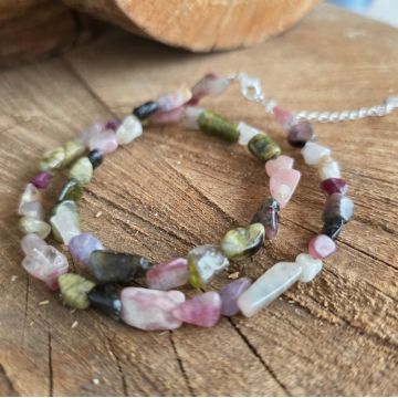 Colier turmalina verde, roz Growth #292