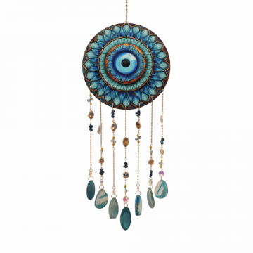 Dreamcatcher cu Lapis Lazuli si Ochi Protector ,   Claritate, Intuitie si Spatiu Sigur