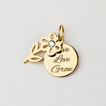 ELM Charm - Banut si floare - Argint 925 placat cu Aur Galben 18K