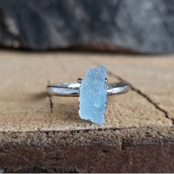 Inel ajustabil acvamarin | Raw Bleu