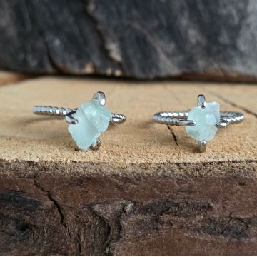 Inel ajustabil acvamarin | Raw