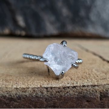 Inel ajustabil cuart roz | Raw