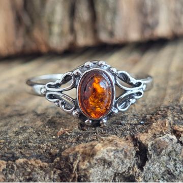 Inel argint cu chihlimbar Amber14