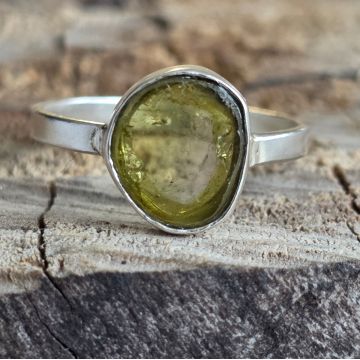 Inel argint turmalina verde | Model 1