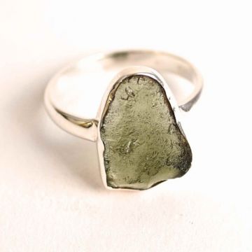 Inel cu moldavit natural si montura argint 925 marime M49-50 5  ,   Claritate si renastere interioara