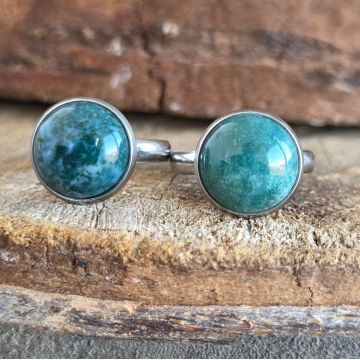 Inel piatra agat moss | ROUND